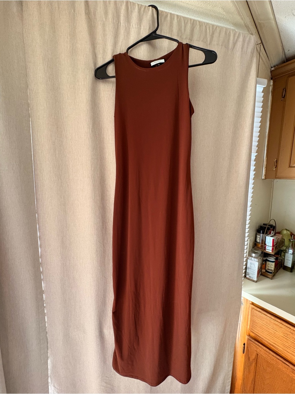 Discreet Sleeveless Maxi Dress in Rust